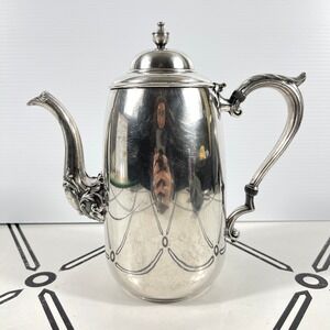 Sheridan Silver Plate Coffee Pot Etched Swag Scroll Spout English FPS